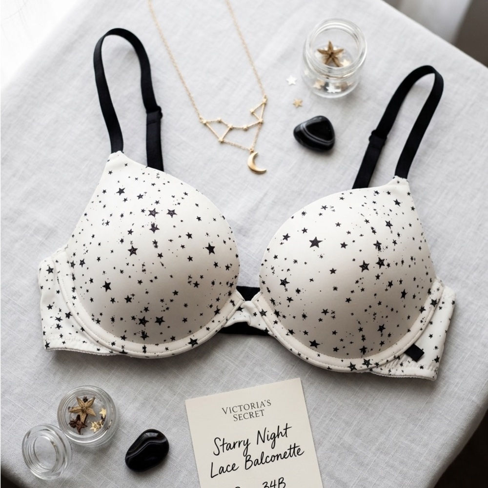 Victoria’sSecret Star-Print T-Shirt Bra - White/Black